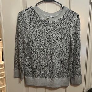 We The Free Gray Cutout Patterned Small Crew Neck Sweater